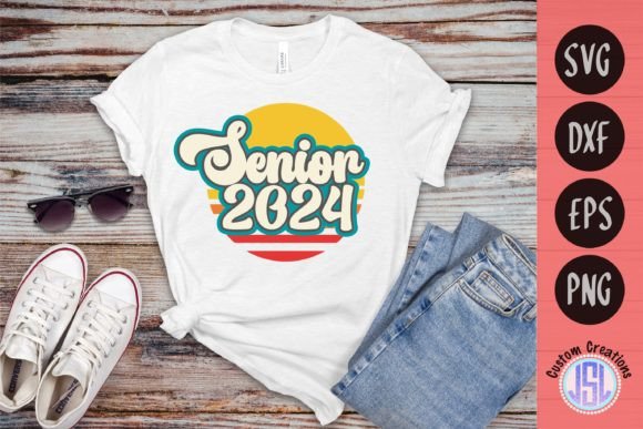 Retro Sunset Senior 2024 Graphics for Crafts